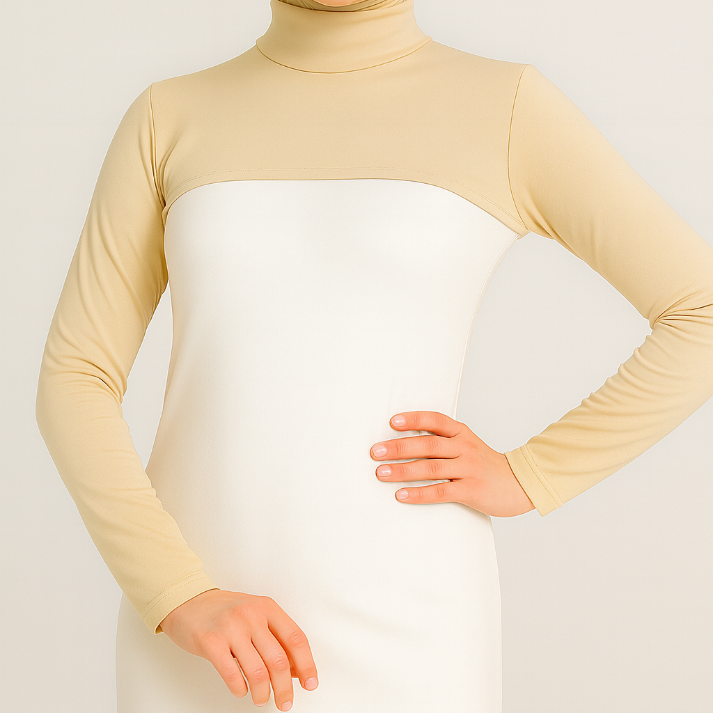 Tesettür boyunluk modelleri arasında minimal ve kullanışlı uzun kolluk tasarım