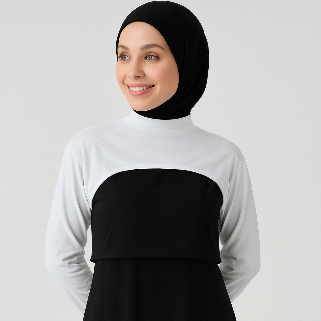 tesettür boyunluk kolluk ile elbise altına pratik kullanım