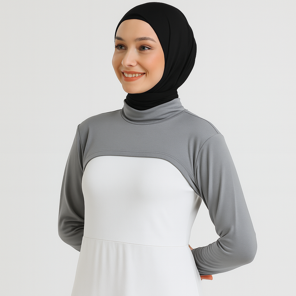 Boyunluk tesettür uyumlu penye kolluk detaylı modern kombin