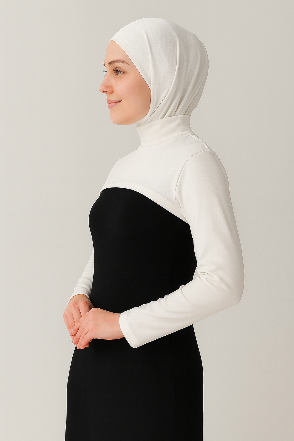 Dik Yaka Boyunluklu Kolluk - Krem