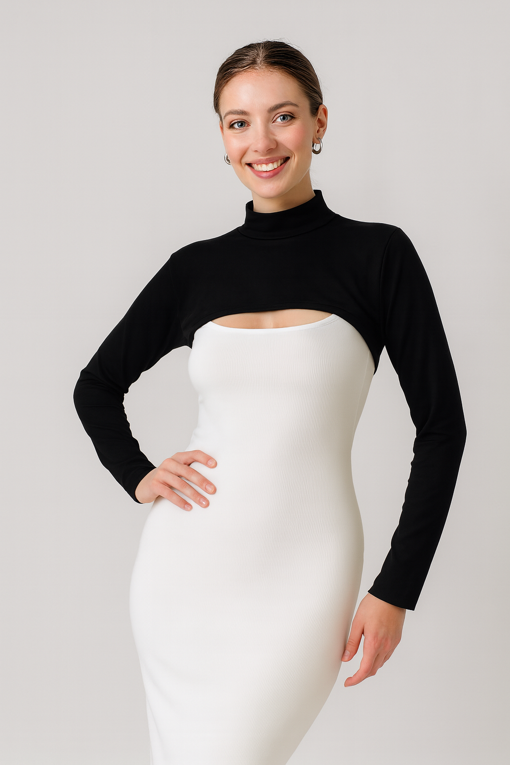 Dik Yaka Boyunluklu Kolluk - Siyah