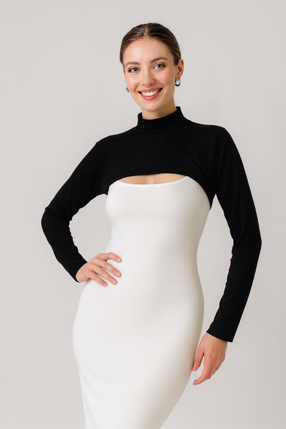 Dik Yaka Boyunluklu Kolluk - Siyah