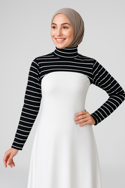 Dik Yaka Boyunluklu Kolluk - Siyah Çizgili