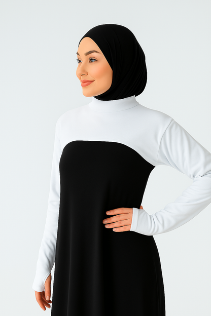 Dik Yaka Parmaklı Boyunluklu Kolluk - Beyaz