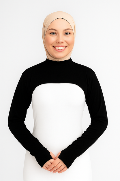 Dik Yaka Parmaklı Boyunluklu Kolluk - Siyah