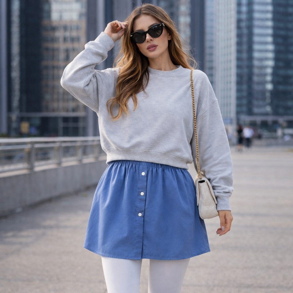 Etek üstü gömlek tesettür kombin ile günlük stil önerisi