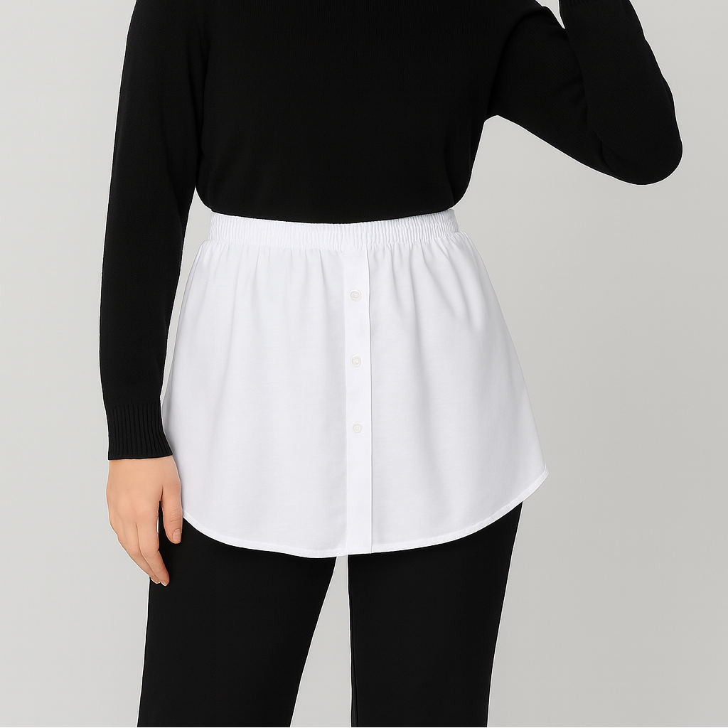 Tesettür etek üstü gömlek kombin siyah kazak beyaz gömlek detaylı şık görünüm