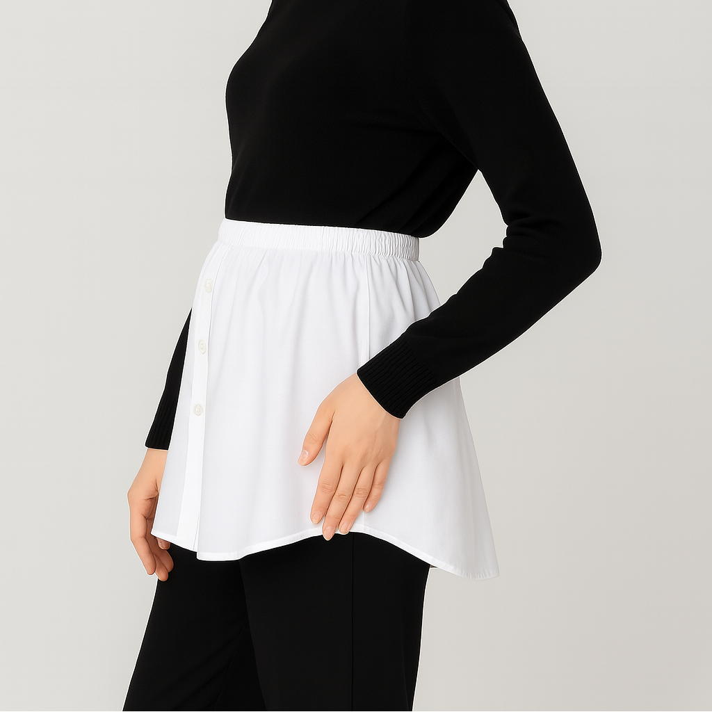 Etek gömlek takım tesettür stil beyaz gömlek detayı ile modern kombin