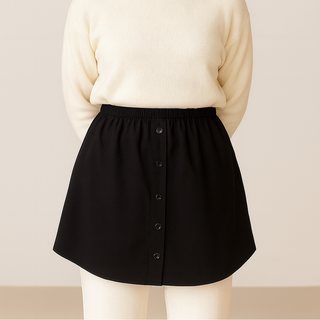 Etek üstü gömlek tesettür kombin siyah mini etek detaylı stil