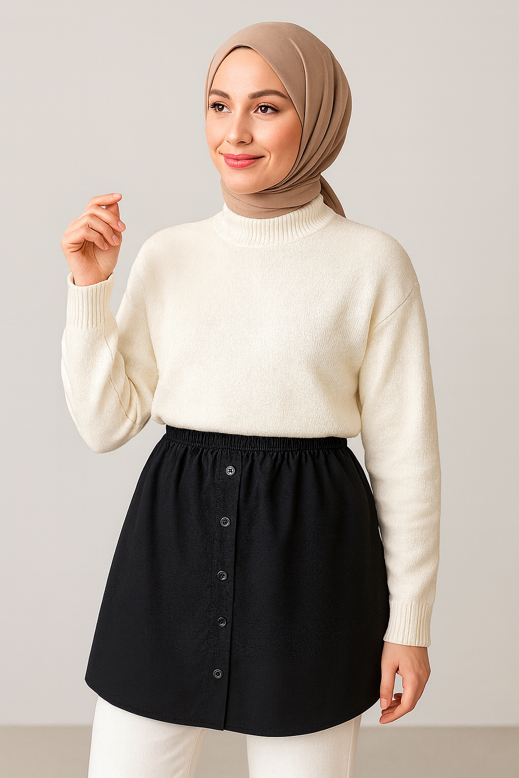 Gömlek etek kombin tesettür sade ve zarif kombin önerisi