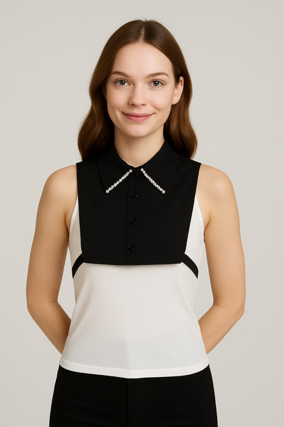 İncili Gömlek Yakası - Siyah