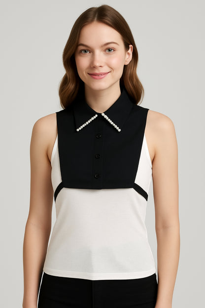 İncili Gömlek Yakası - Siyah