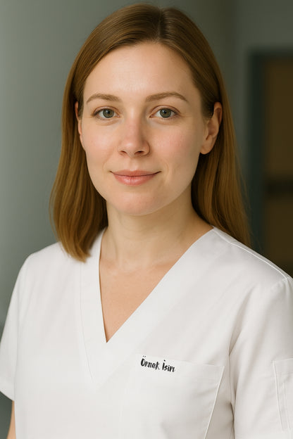 Kişiye Özel İsimli Tek Üst 4 Cepli Scrubs Forma - Beyaz