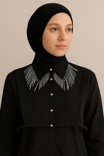 Işıltılı gölge gömlek yakası - Siyah | Outlet