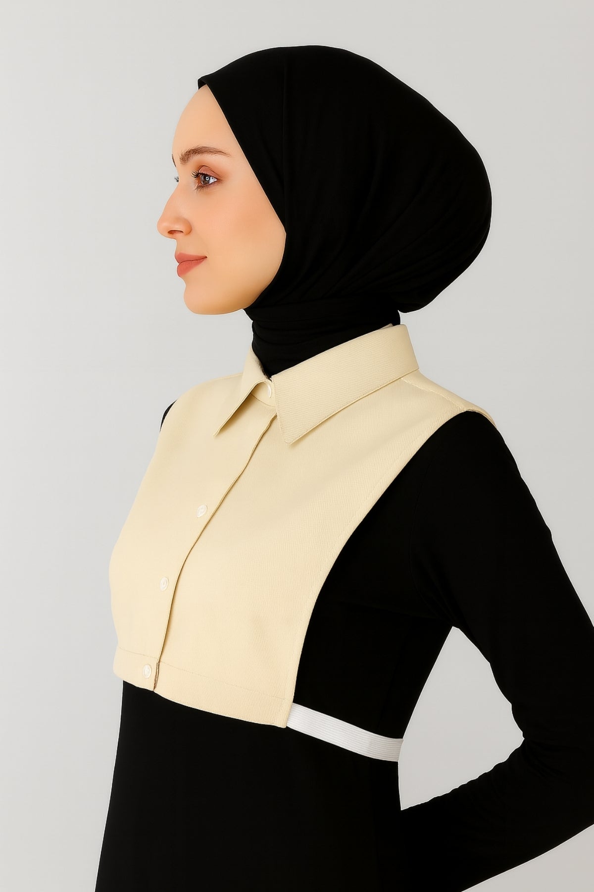 Kazak İçi Sahte Gömlek Yakası Krem | Takma Yaka Aparatı | Dekolte Kapatıcı Kadın Aksesuarı