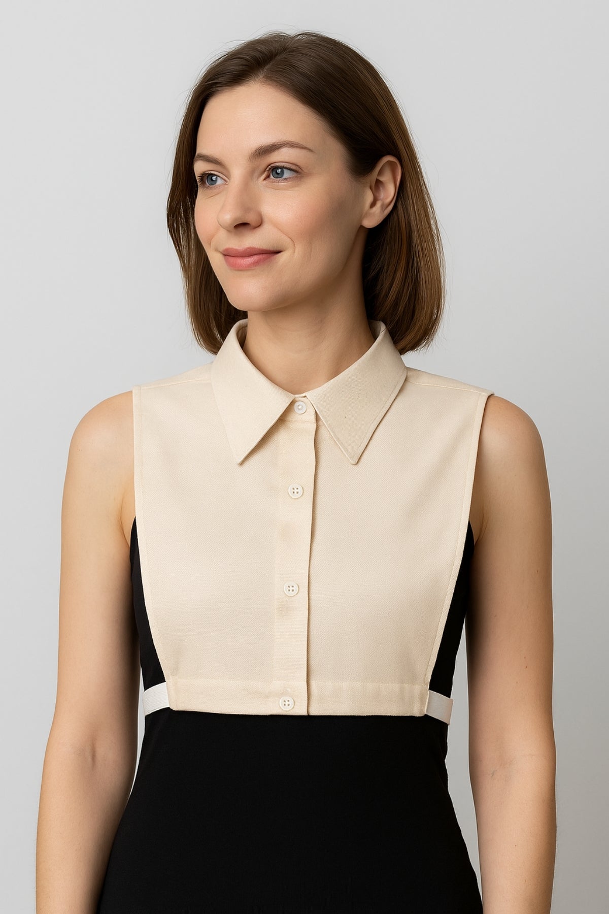 Kazak İçi Sahte Gömlek Yakası Krem | Takma Yaka Aparatı | Dekolte Kapatıcı Kadın Aksesuarı