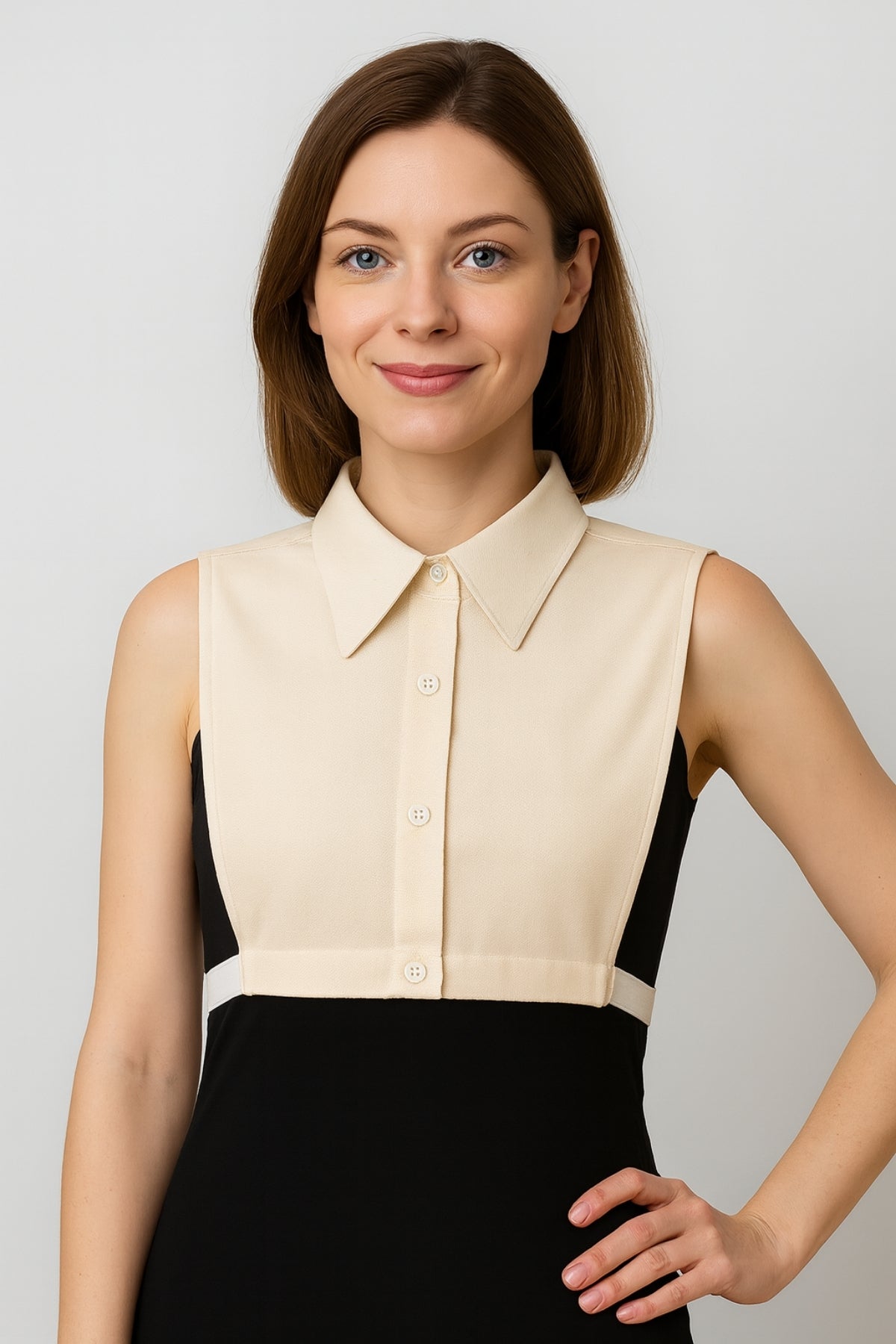 %100 Ham Pamuk Polo Gömlek Yakası - Krem