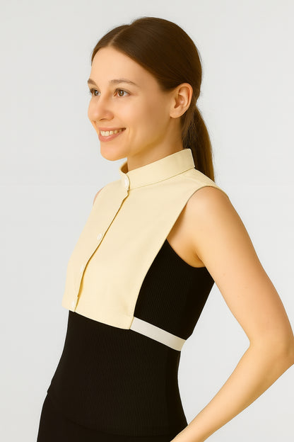 %100 Ham Pamuk Hakim Gömlek Yakası - Krem