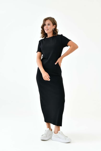 kapalılar için elbise siyah tesettür boydan elbise modern görünüm