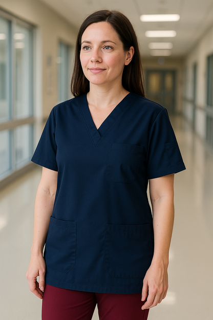 Tek Üst 4 Cepli Scrubs Forma - Lacivert