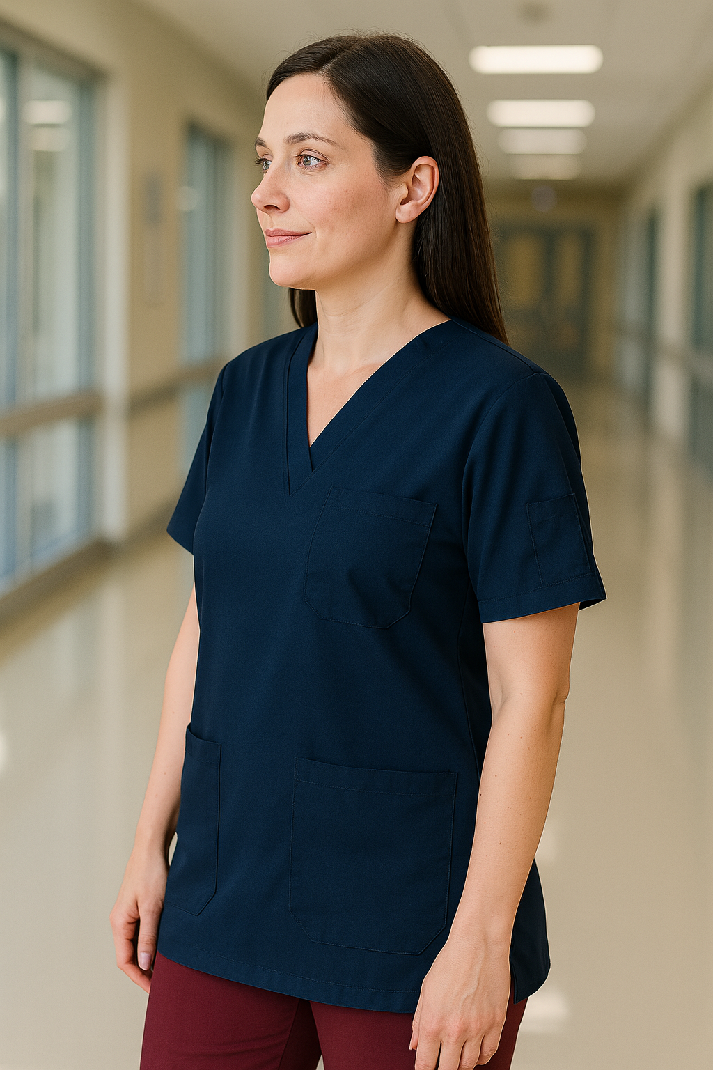 Tek Üst 4 Cepli Scrubs Forma - Lacivert