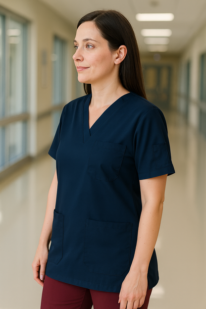 Tek Üst 4 Cepli Scrubs Forma - Lacivert