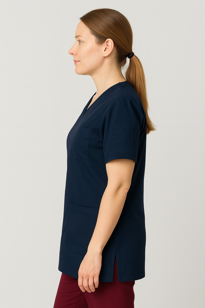 Tek Üst 4 Cepli Scrubs Forma - Lacivert