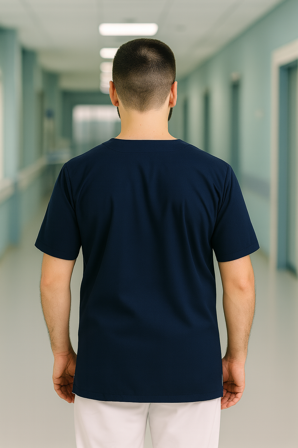 Tek Üst 4 Cepli Erkek Scrubs Forma - Lacivert