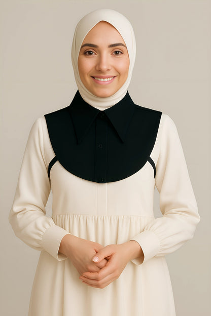 Sivri Yaka Mini Gömlek Yakası - Siyah