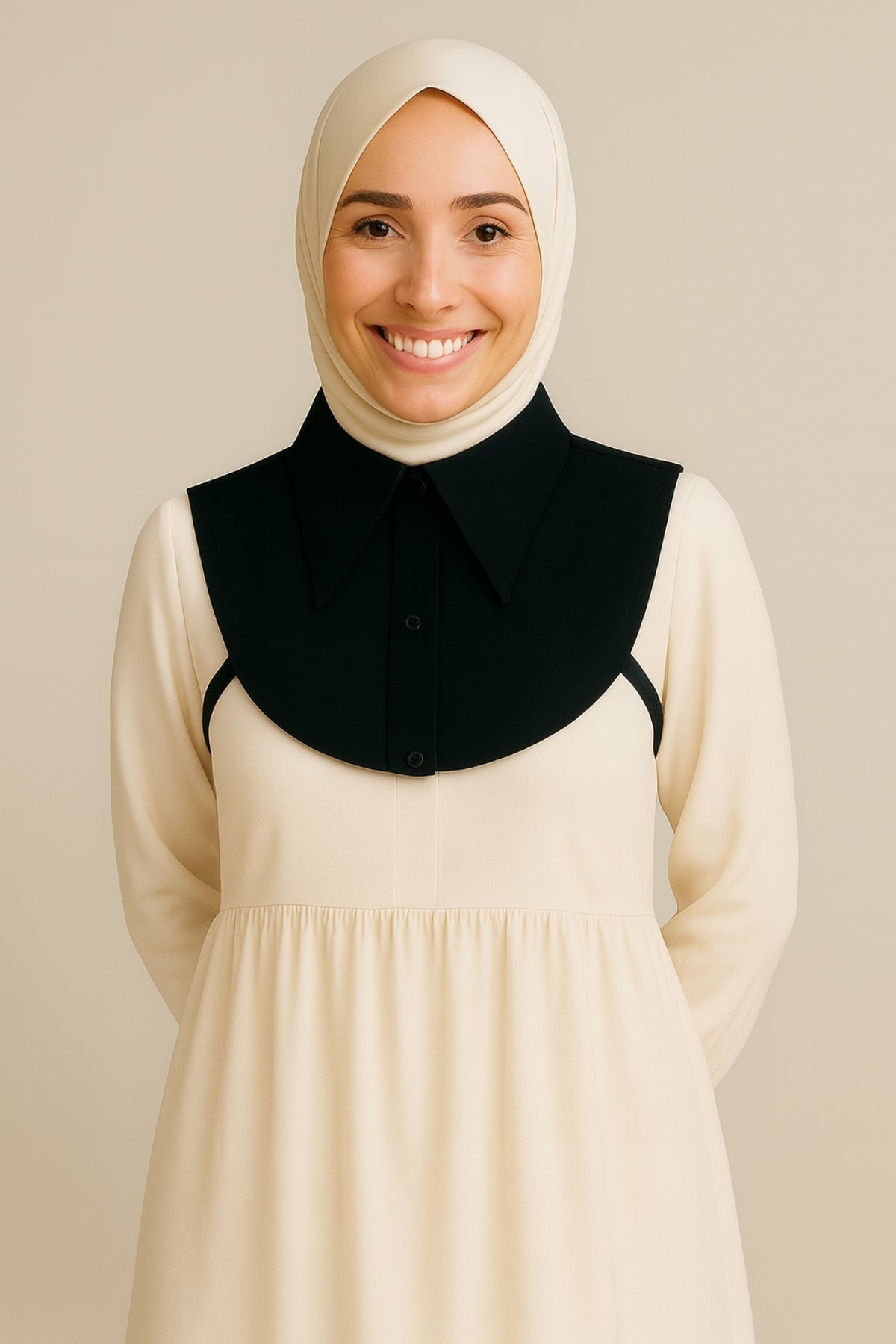 Sivri Yaka Mini Gömlek Yakası - Siyah