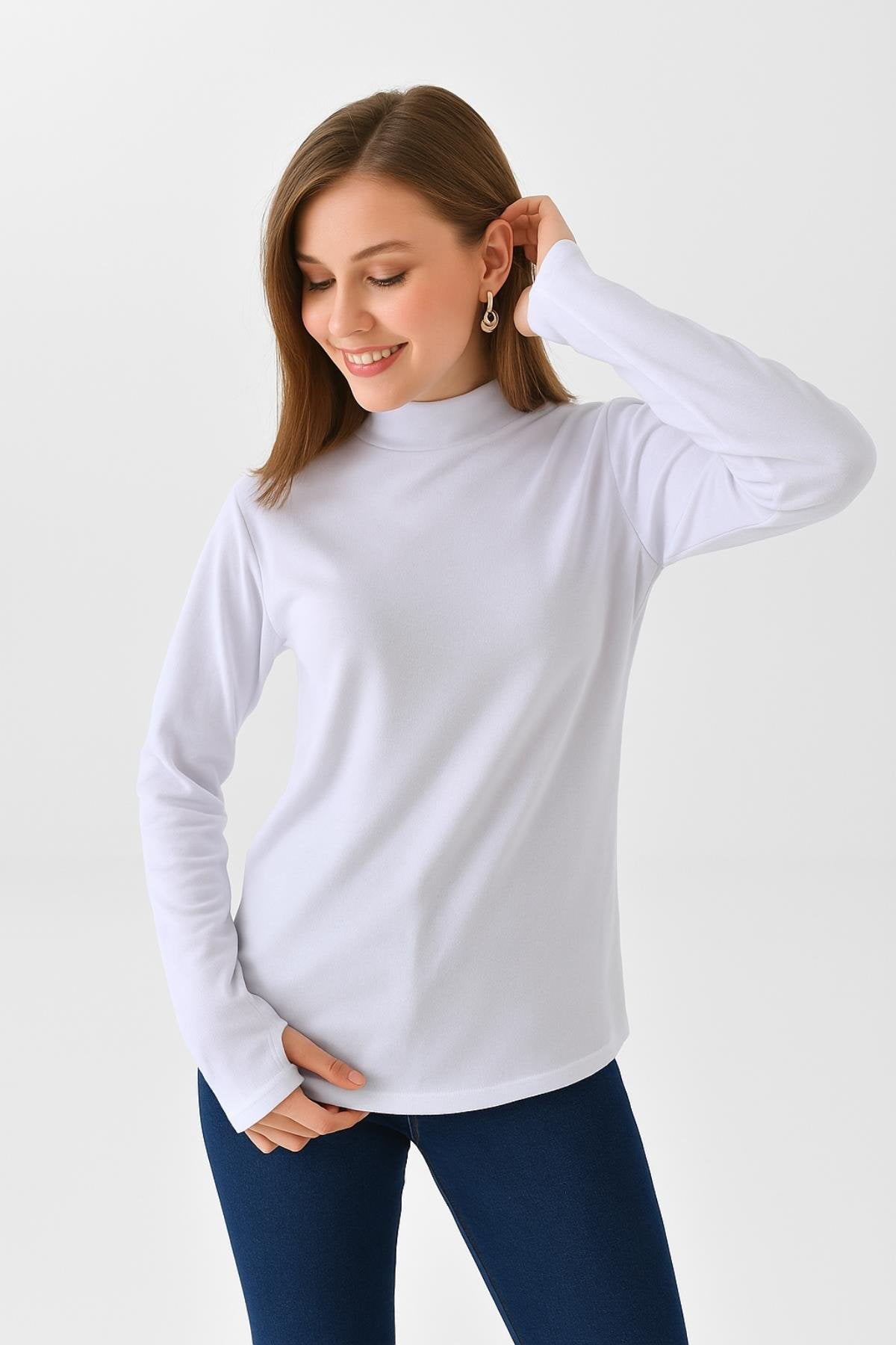 Etek üstü bluz tesettür beyaz modern tasarım