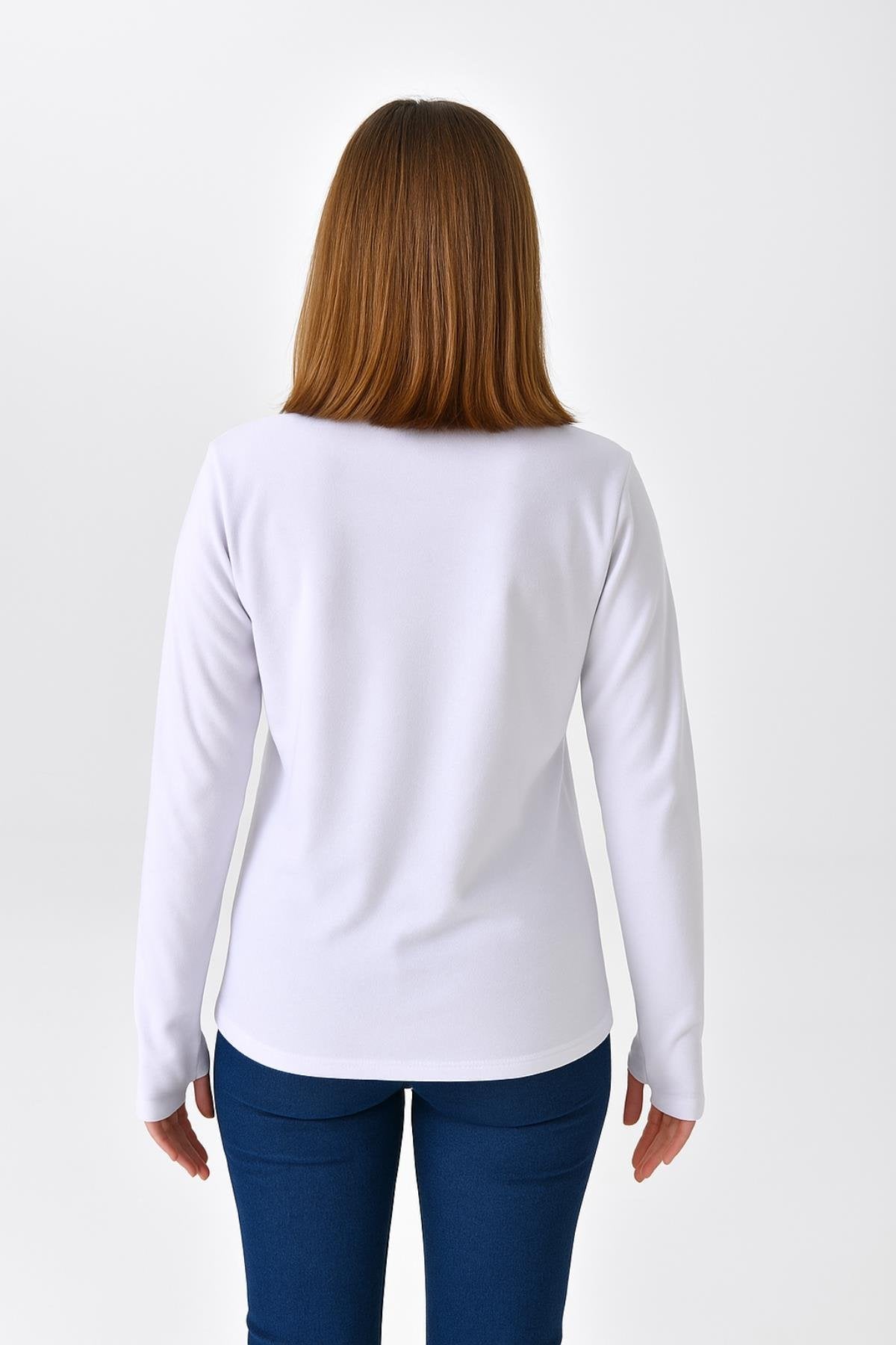 Kadın tesettür bluz beyaz uzun kollu günlük kullanım