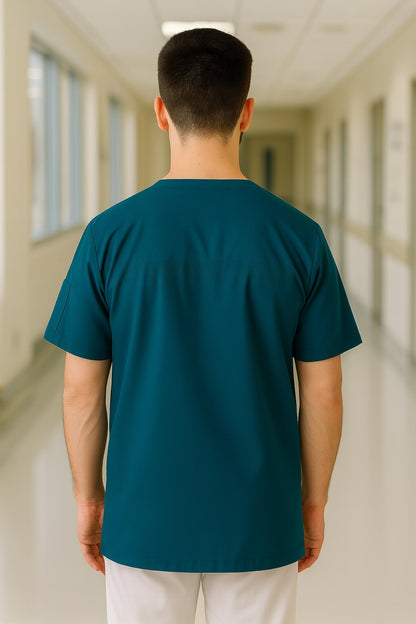 Tek Üst 4 Cepli Erkek Scrubs Forma - Petrol