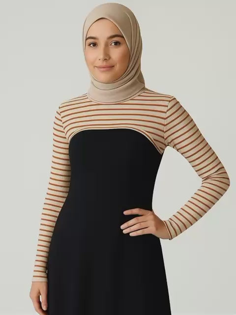 Dik Yaka Boyunluklu Kolluk - Bordo Çizgili