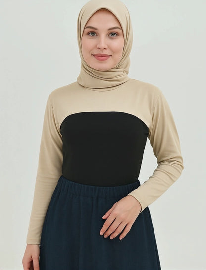 Sıfır Yaka Boyunluklu Kolluk - Bej