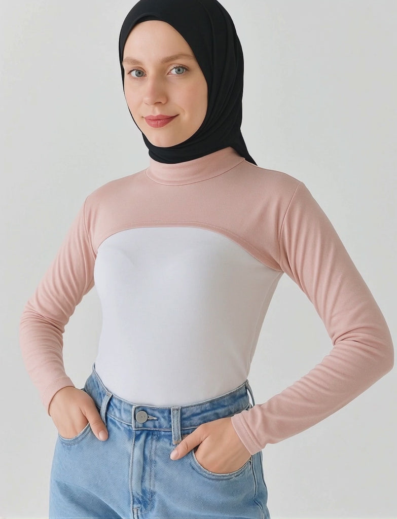Boyunluk tesettür stiline uygun penye kolluk detaylı şık tasarım
