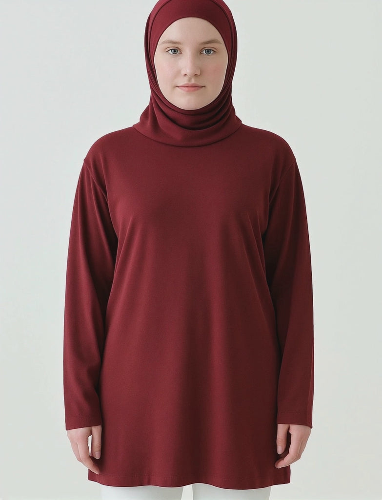 Tunik modelleri tesettür bordo uzun tunik yeni sezon kadın giyim