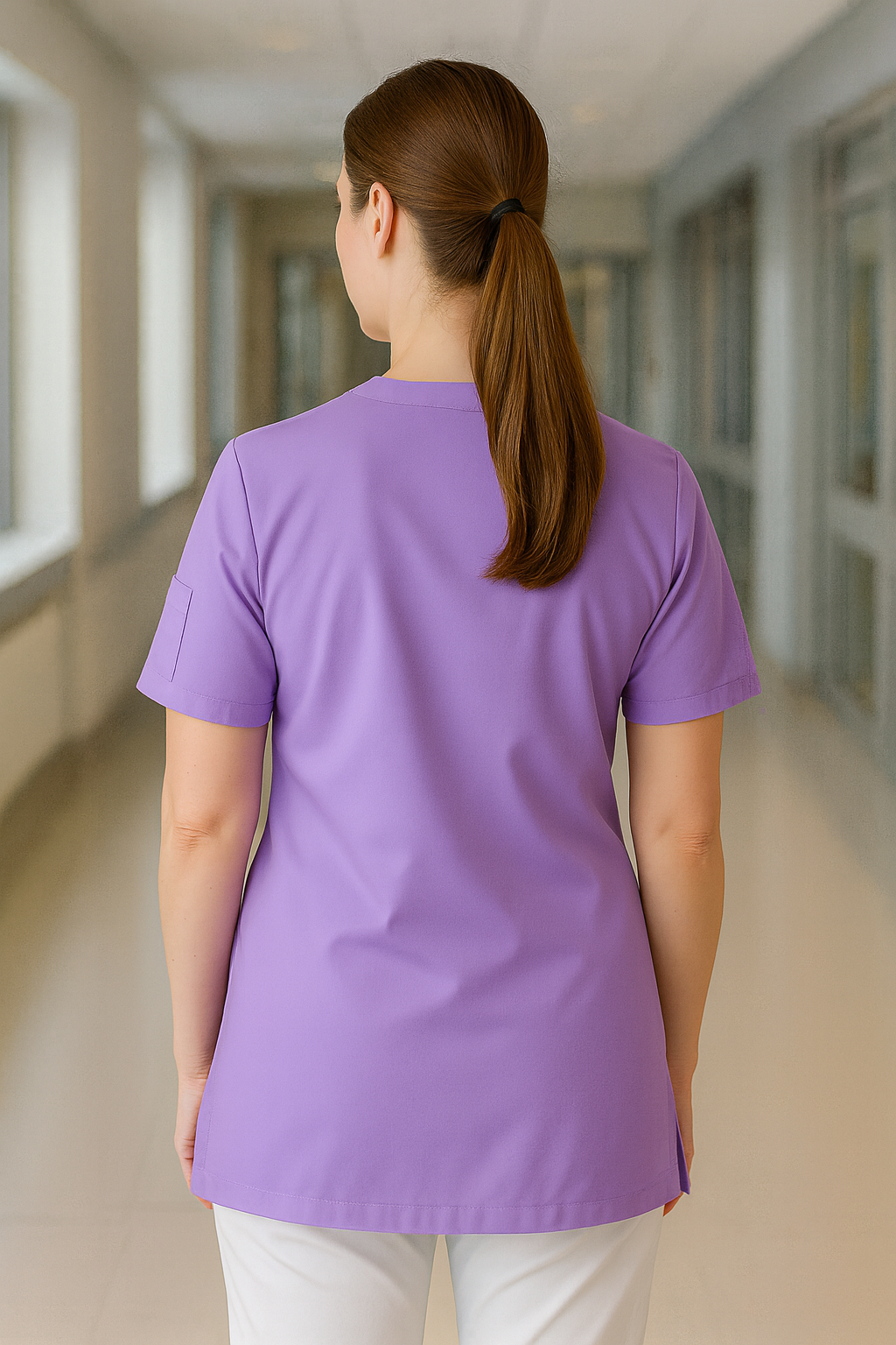 Tek Üst 4 Cepli Scrubs Forma - Lila