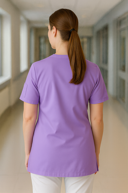 Tek Üst 4 Cepli Scrubs Forma - Lila