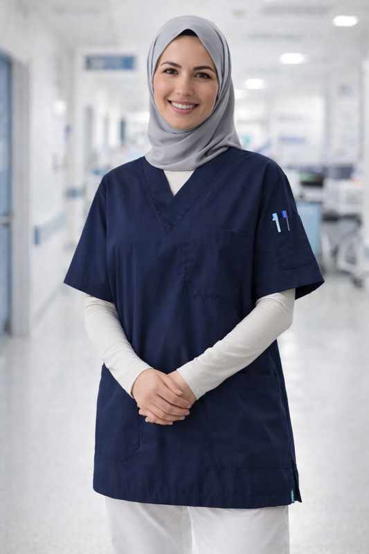 Tek Üst 4 Cepli Scrubs Forma - Lacivert