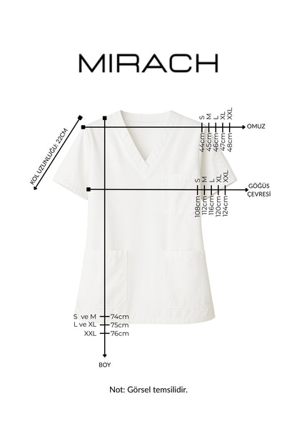 Tek Üst 4 Cepli Scrubs Forma - Kırmızı