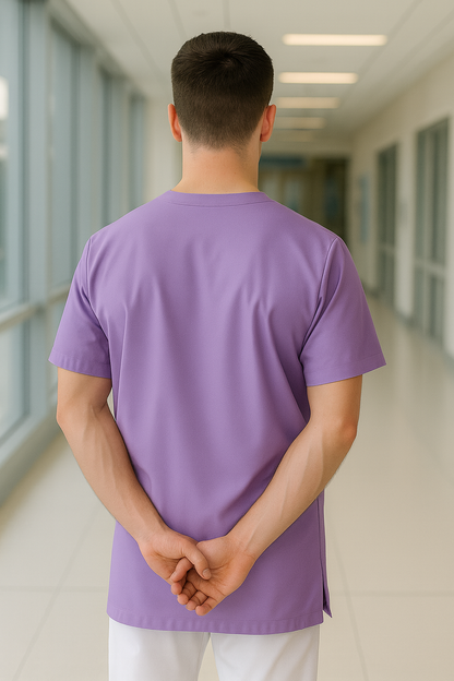 Tek Üst 4 Cepli Erkek Scrubs Forma - Lila
