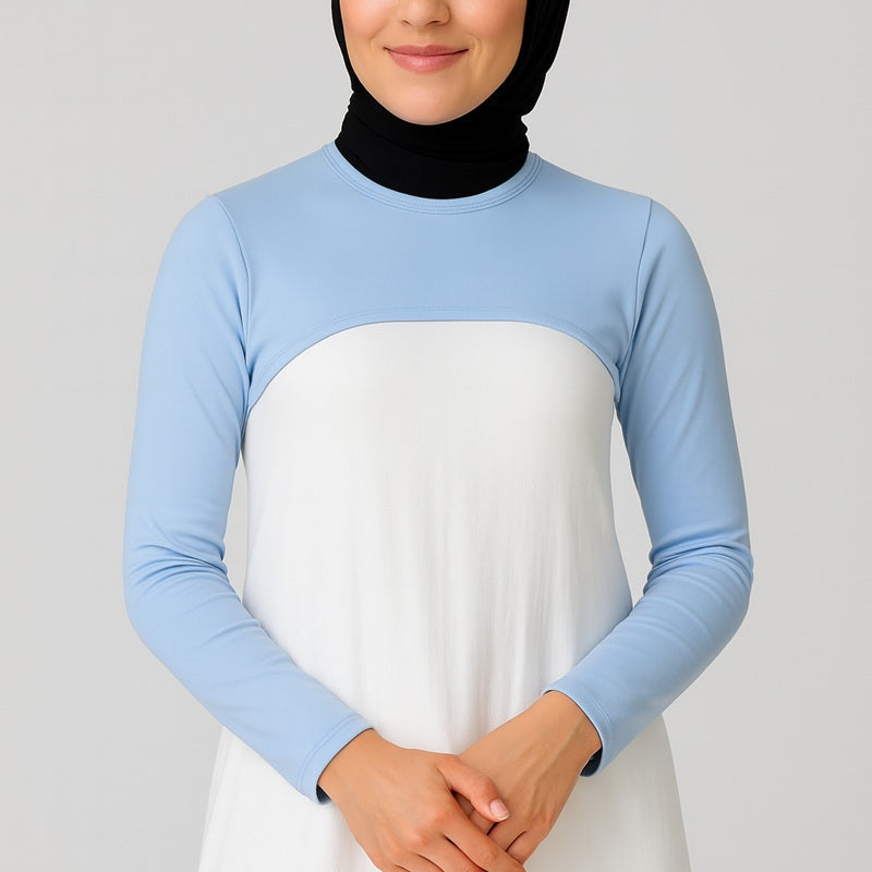 Tesettür kolluk boyunluk seti ile tamamlanan modern stil