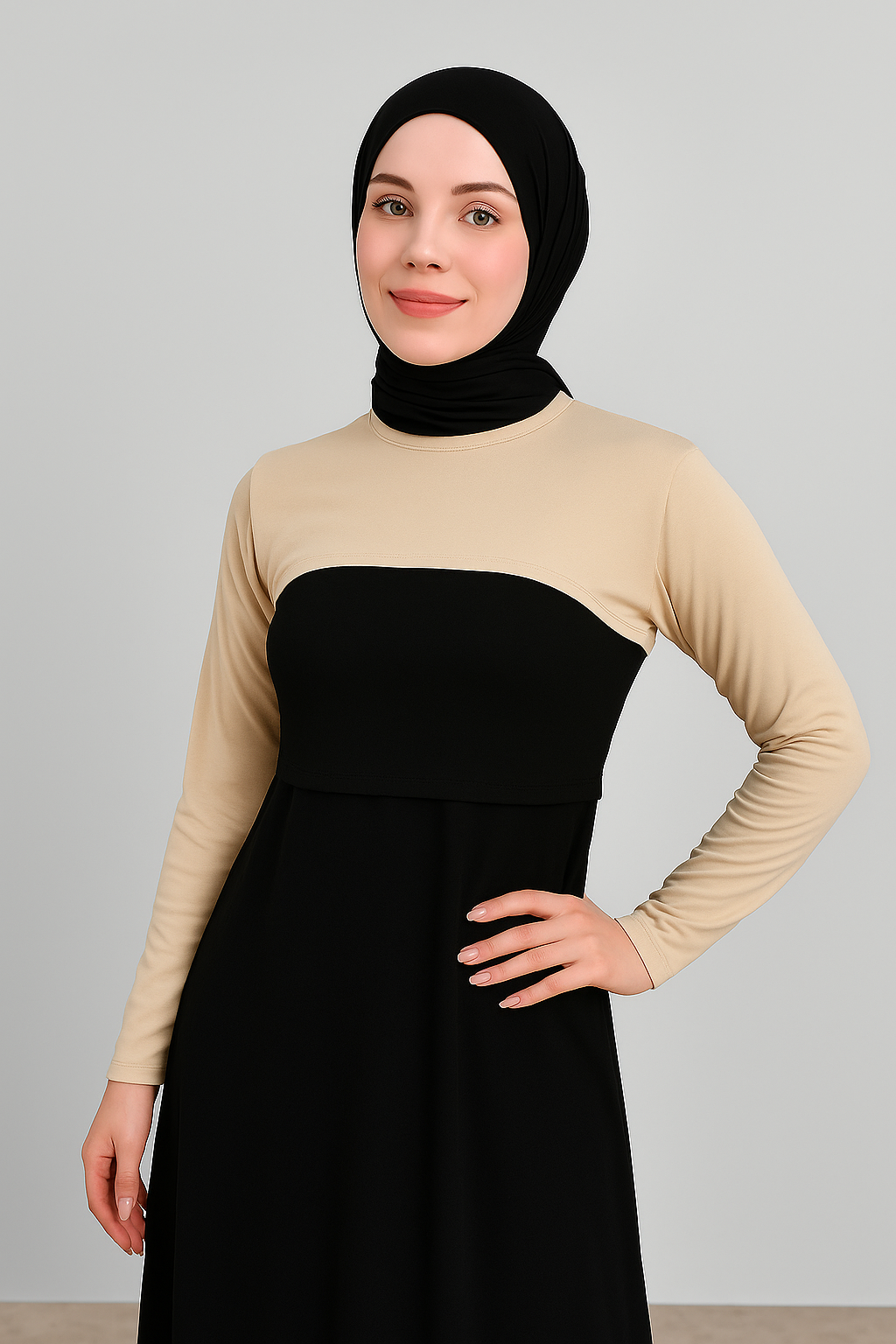 Sıfır Yaka Boyunluklu Kolluk - Bej