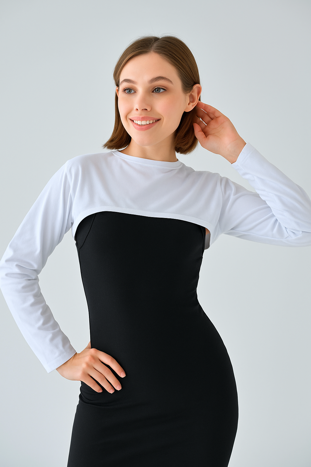 Sıfır Yaka Boyunluklu Kolluk - Beyaz