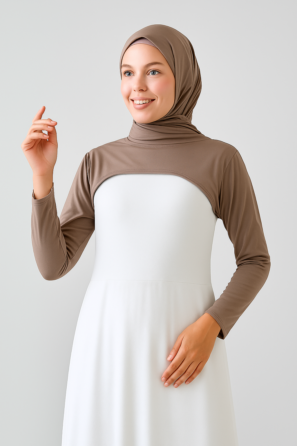 Sıfır Yaka Boyunluklu Kolluk - Kahve