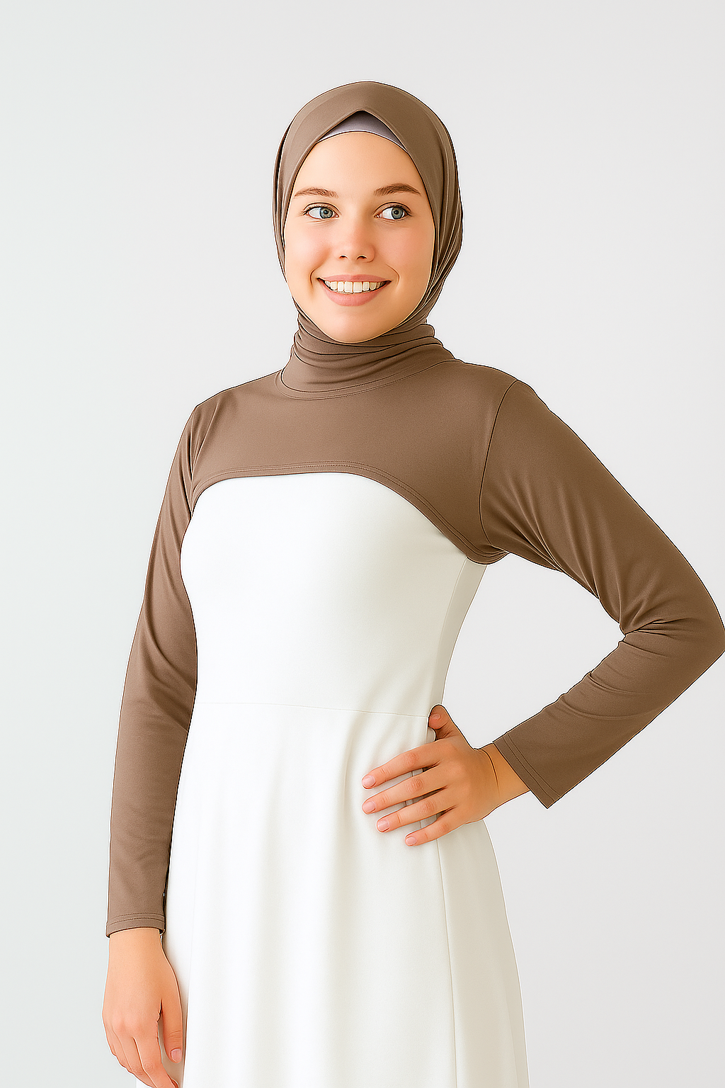 Sıfır Yaka Boyunluklu Kolluk - Kahve