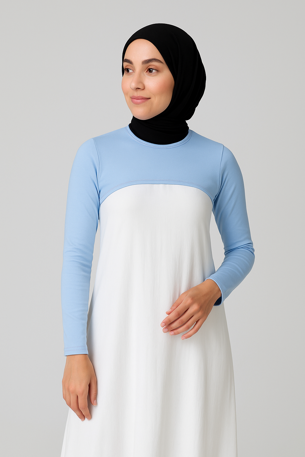 Sıfır Yaka Boyunluklu Kolluk - Bebe Mavisi