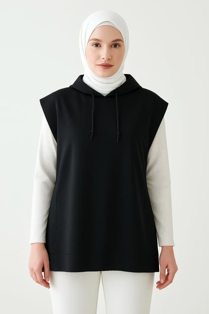 siyah uzun tesettür tunik modelleri kadın şık tunik kombin