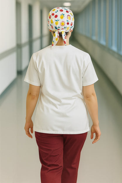 Tek Üst 4 Cepli Scrubs Forma - Beyaz